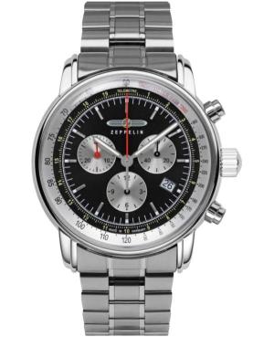 Men Classic Quartz Analog Watch Chronograph ZEPPELIN 8888MB-2 Silver Dial 42mm