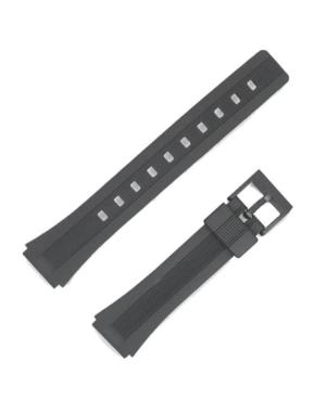 Watch Strap Diloy LK100 to fit Casio Plastic / Rubber Black 18 mm Schwarz 21 mm