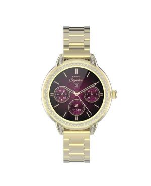 Women Sports Functional Fashion Smart watch Quartz Digital Watch GARETT Stella Gold Solid Steel Black Dial 38mm