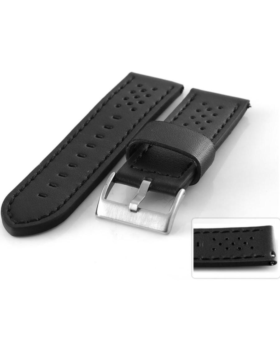 Watch Strap Diloy 398.01.18 Leather Black Schwarz 18 mm