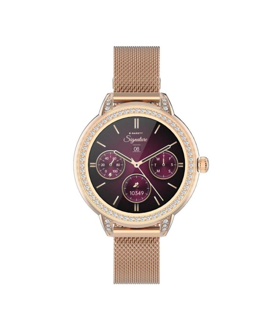 Women Fashion Sports Functional Smart watch Quartz Digital Watch GARETT Stella Rose Gold Mesh Steel Schwarz Dial 38mm