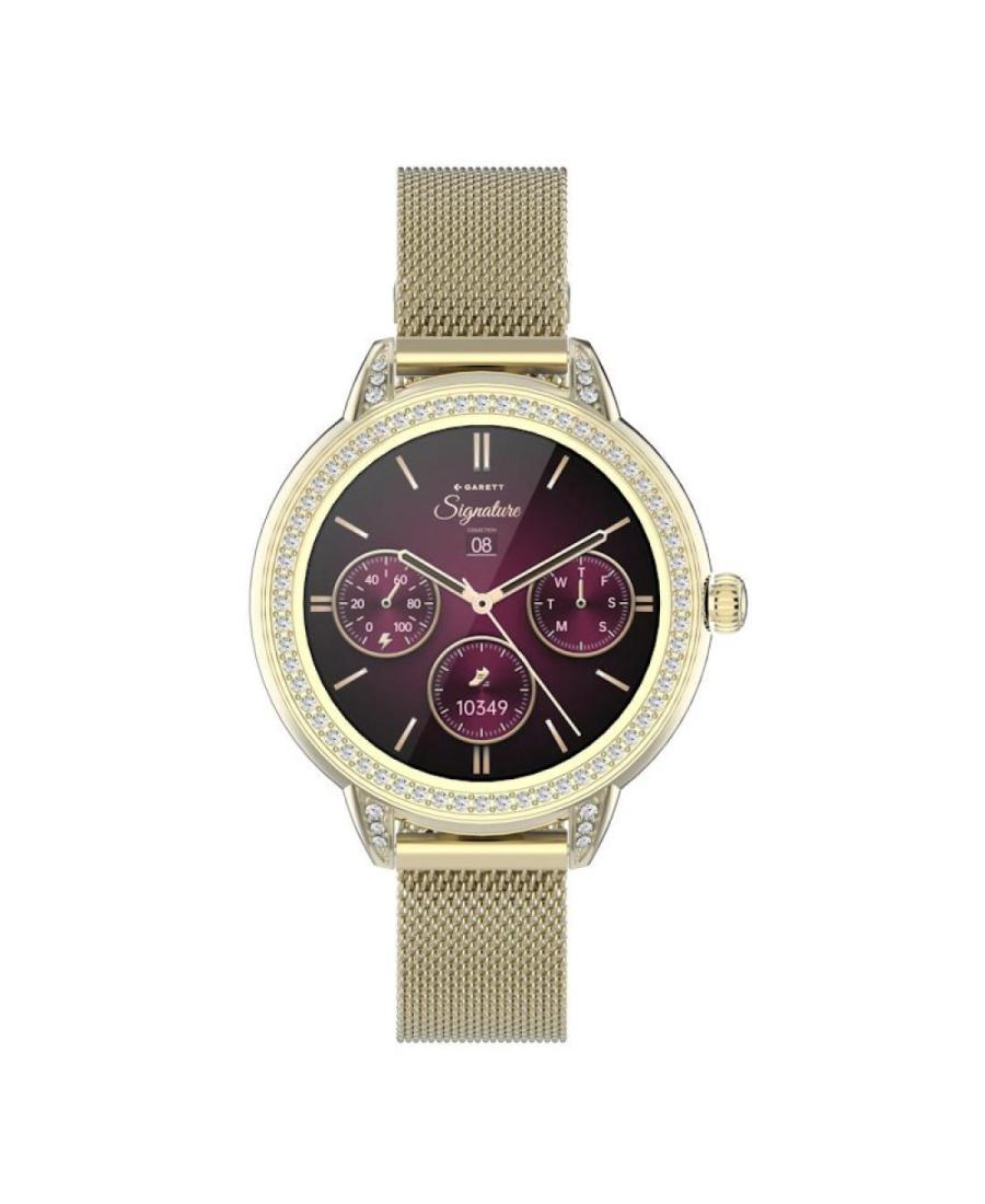 Women Fashion Sports Functional Smart watch Quartz Digital Watch GARETT Stella Gold Mesh Steel Schwarz Dial 38mm