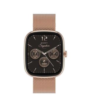 Women Fashion Sports Functional Smart watch Quartz Digital Watch GARETT Flow Rose Gold Mesh Steel Black Dial 36.6mm