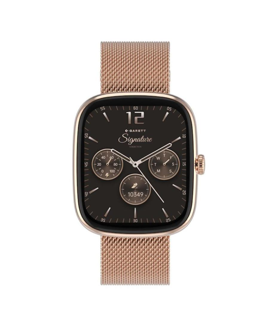 Women Fashion Sports Functional Smart watch Quartz Digital Watch GARETT Flow Rose Gold Mesh Steel Schwarz Dial 36.6mm