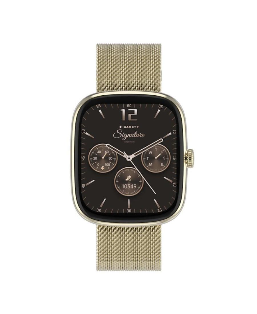 Women Sports Functional Fashion Smart watch Quartz Digital Watch GARETT Flow Gold Mesh Steel Schwarz Dial 36.6mm