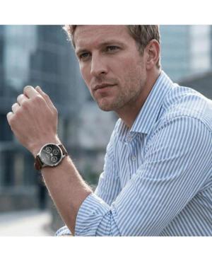Men Fashion Smart watch Sports Functional Quartz Digital Watch GARETT Edge Silver Steel Black Dial 49mm image 1