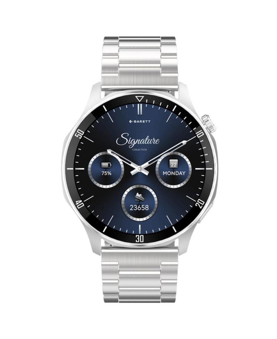 Men Sports Functional Smart watch Quartz Digital Watch GARETT Prime Silver Steel Black Dial 45mm