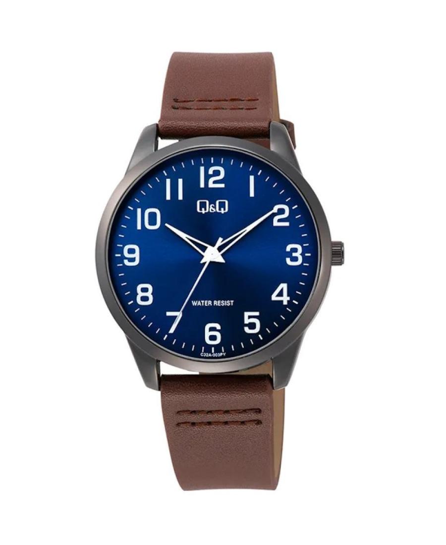 Vyriškas Klasikinis Japoniškas Kvarcinis Rodyklinis Watch Q&Q C32A-003PY Mėlyna Dial 22mm