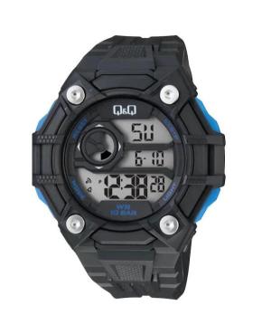 Mężczyźni sportowy Japonia kwarcowy cyfrowe Zegarek Timer Q&Q G18A-003Y Kolor srebrny Wybierz 52mm