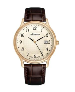 Men Classic Analog Swiss Quartz Watch ADRIATICA Gold color Dial 40mm A8000.1221Q