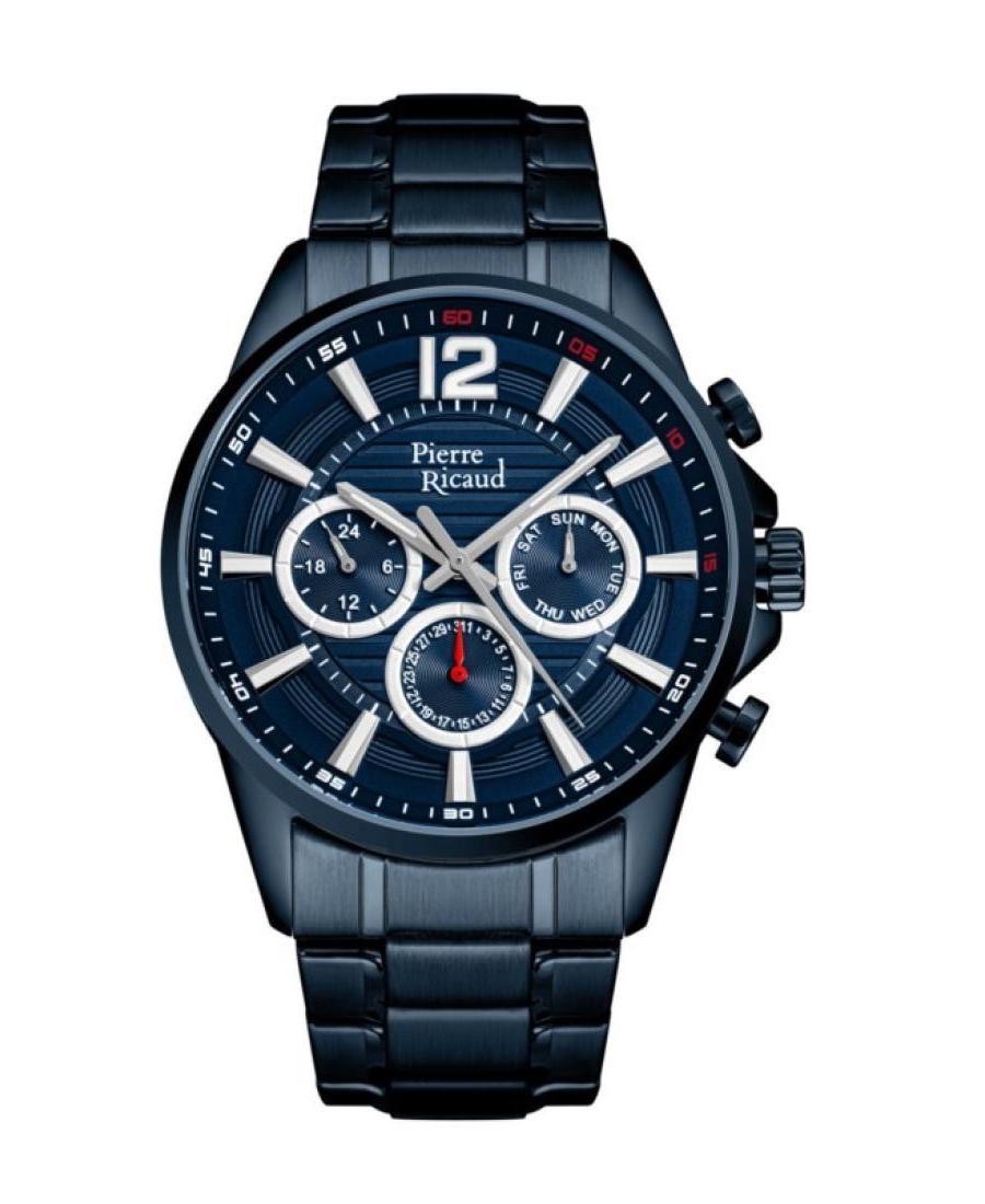 Men Classic Analog Quartz Watch PIERRE RICAUD Modrá Dial 45mm P97040.L155QF