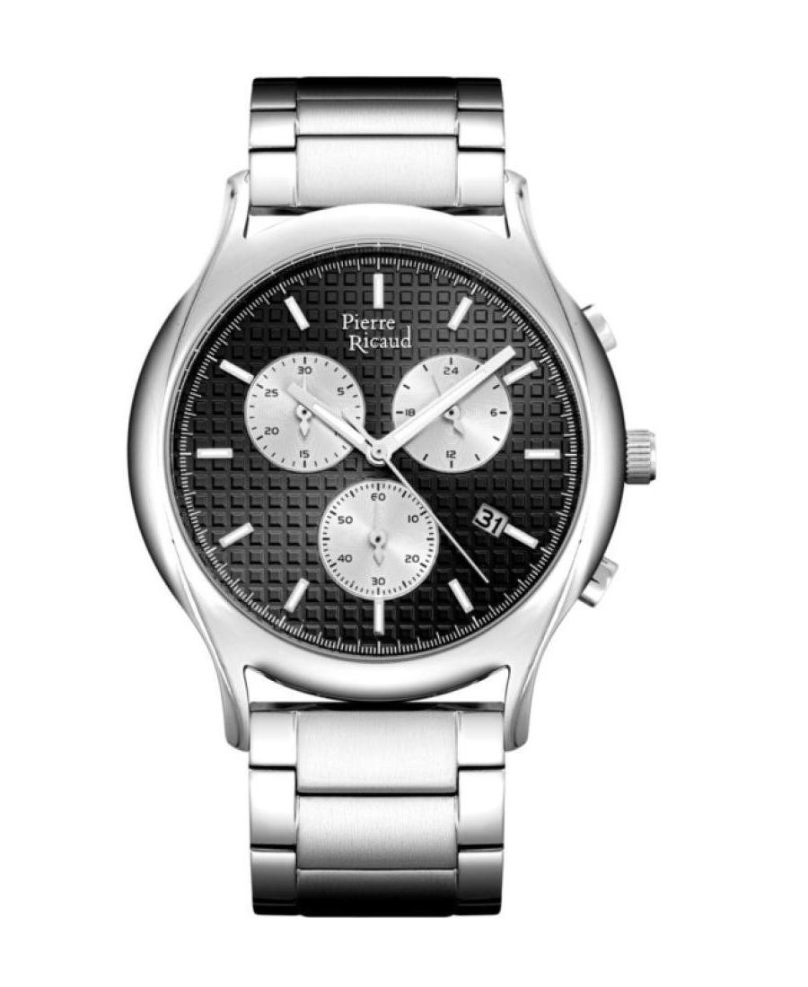Mężczyźni Classic Analog Zegarek Chronograf PIERRE RICAUD Czarny Wybierz 43mm P91099.5114CH