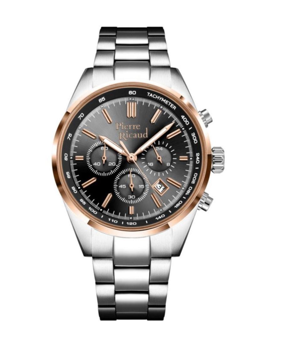 Men Classic Analog Watch Chronograph PIERRE RICAUD Černá Dial 40mm P97045.R1R6CH