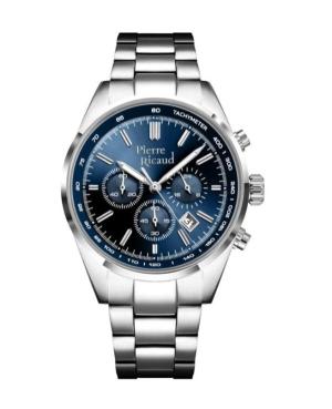 Мужские Классические Аналоговые Часы Хронограф PIERRE RICAUD Синий Циферблат 40mm P97045.5115CH