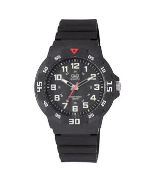 Men Sports Japan Quartz Analog Watch Q&Q VR18J001Y Black Dial 43mm