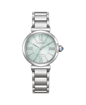 Women Klasické Japan Quartz Analog Watch CITIZEN EM1070-83L Zelená Dial 30mm