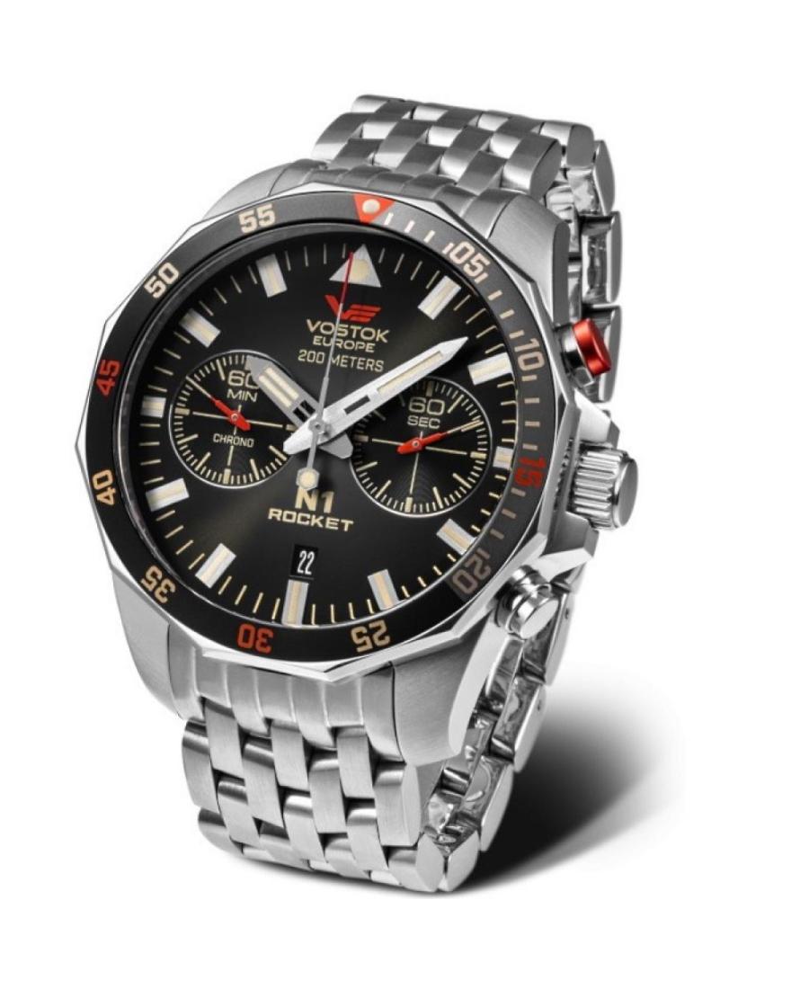 Vyriškas Diver Kvarcinis Rodyklinis Watch Chronograph VOSTOK EUROPE 6S21-225A618BR Juodas Dial 46mm