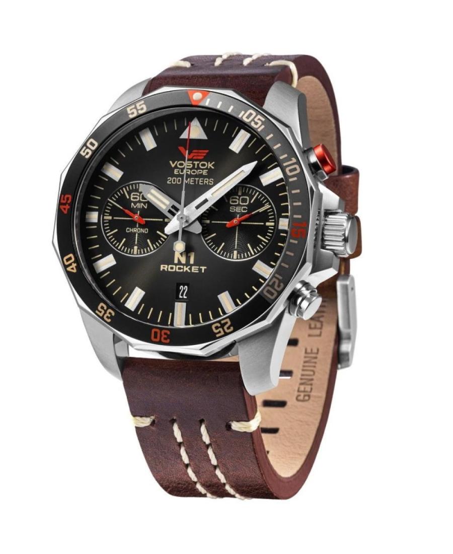 Men Diver Quartz Analog Watch Chronograph VOSTOK EUROPE 6S21-225A618LE Schwarz Dial 46mm