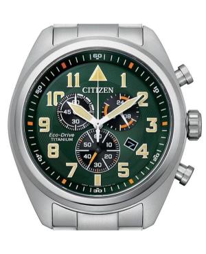 Men Klasické Japan Quartz Analog Watch Chronograph CITIZEN AT2480-81X Zelená Dial 43.5mm image 9