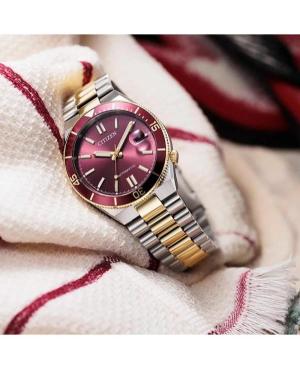 Men Classic Japan Automatic Analog Watch CITIZEN NJ0234-58X Burgundy Dial 40mm image 3