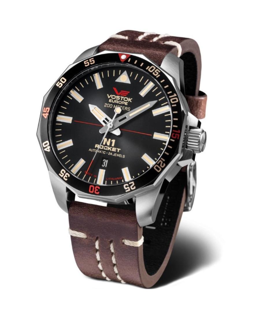 Men Diver Automatic Analog Watch VOSTOK EUROPE NH35-225A709 Black Dial 46mm