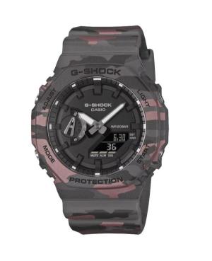 Mężczyźni sportowy Funkcjonalny Diver Japonia kwarcowy cyfrowe Zegarek Timer CASIO GA-2100CM-8AER G-Shock Kolor srebrny Wybierz 