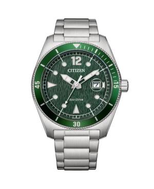 Men Classic Sports Japan Eco-Drive Analog Watch CITIZEN AW1880-55X Green Dial 43mm