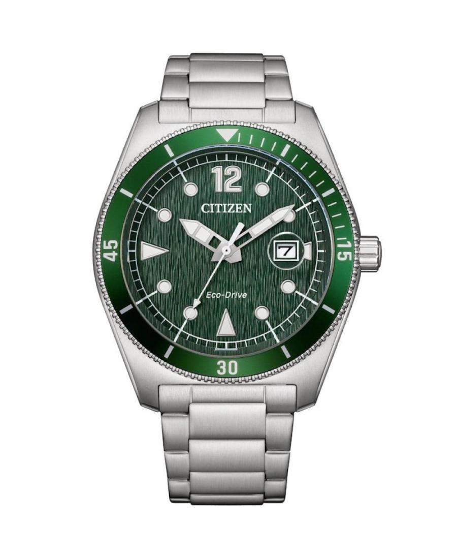 Vyriškas Klasikinis Sportinis Japoniškas Elektroninis, Solar Rodyklinis Watch CITIZEN AW1880-55X Žalia Dial 43mm