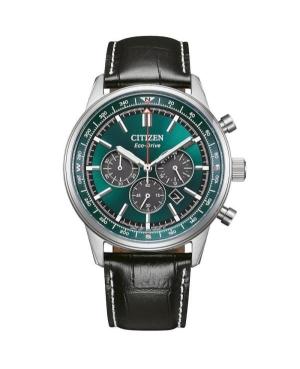 Men Classic Sports Japan Eco-Drive Analog Watch Chronograph CITIZEN CA4720-01X Green Dial 42mm