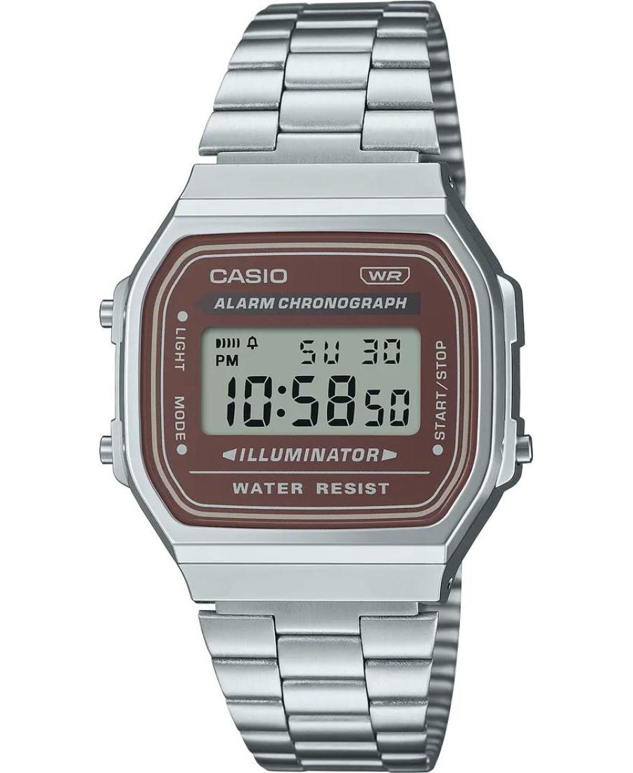 Men Fashion Functional Japan Quartz Digital Watch Alarm CASIO A168WA-5AYES Brown Dial 36.4mm