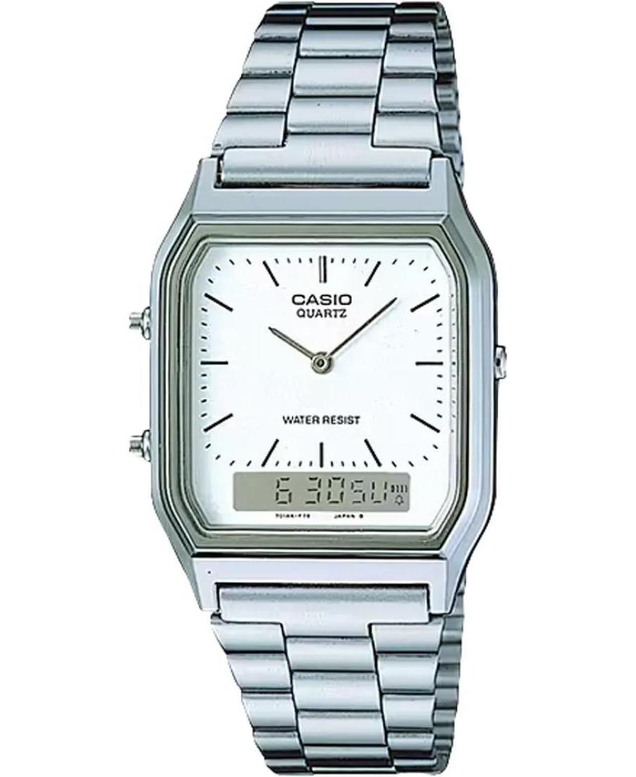 Men Classic Japan Quartz Digital Watch Alarm CASIO AQ-230A-7DMQYES White Dial 28mm