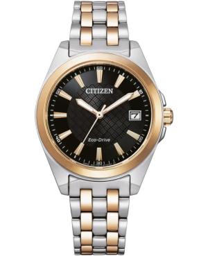 Women Klasické Japan Eco-Drive Analog Watch CITIZEN EO1213-85E Černá Dial 35mm