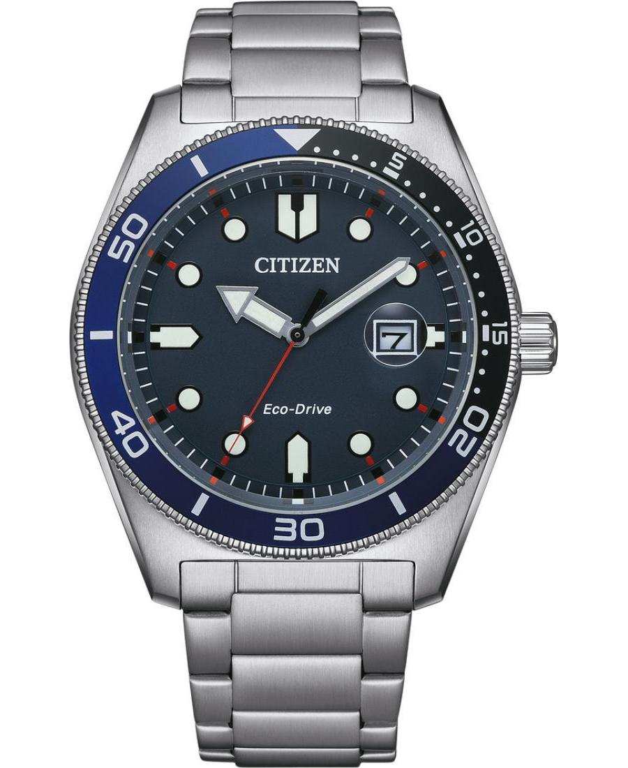 Мужские Спортивные Японские Eco-Drive Аналоговый Часы CITIZEN AW1761-89L Синий Циферблат 43mm
