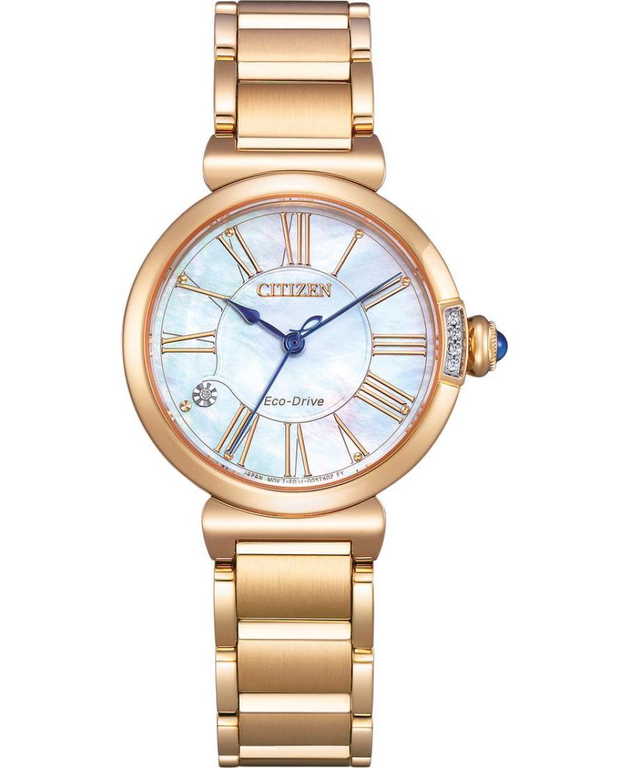 Moteriškas Klasikinis Japoniškas Elektroninis, Solar Rodyklinis Watch CITIZEN EM1063-89D Perlamutrinis Dial 30mm