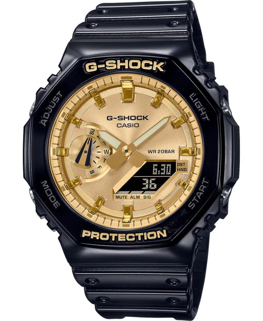 Vyriškas Sportinis Su funkcijomis Diver Japoniškas Kvarcinis Digital Watch Timer CASIO GA-2100GB-1AER G-Shock Gold color Dial 7m