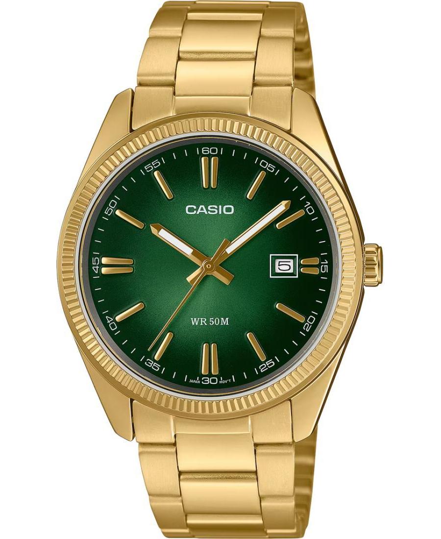 Men Klassisch Japan Quartz Analog Watch CASIO MTP-1302PGC-3AVEF Grün Dial 38mm