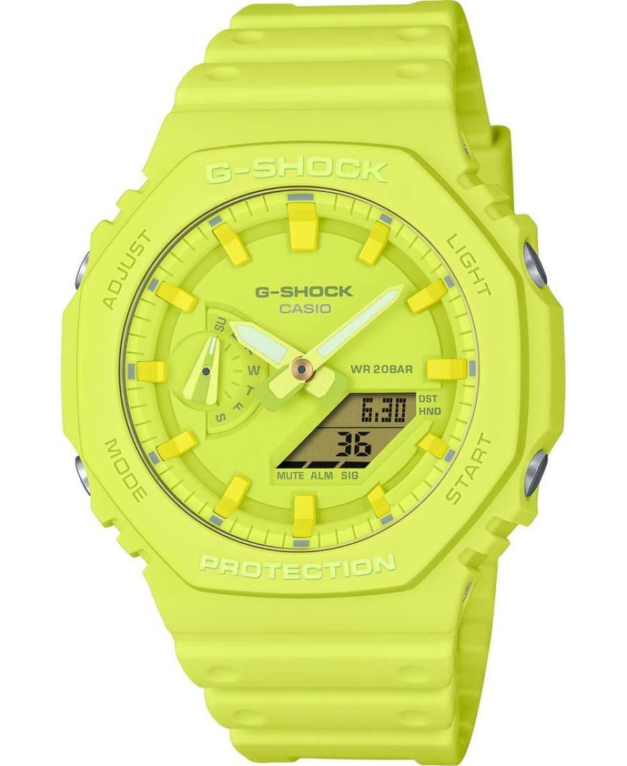 Mężczyźni sportowy Funkcjonalny Diver Japonia kwarcowy cyfrowe Zegarek Timer CASIO GA-2100-9A9ER G-Shock Złoty kolor Wybierz 45m