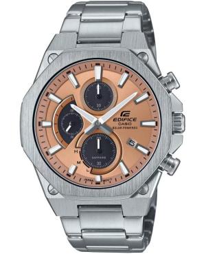 Men Klassisch Japan Eco-Drive Analog Watch Chronograph CASIO EFS-S570D-5AUEF Orange Dial 44mm