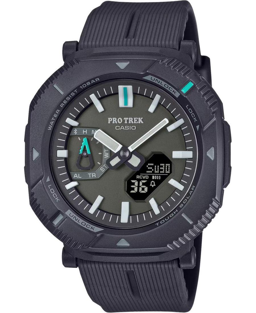 Men Sports Functional Japan Quartz Analog Watch Alarm CASIO PRJ-B001-1ER Černá Dial 46mm