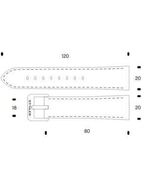 Watch Strap STAILER 1261-2011, Black 20 mm image 1