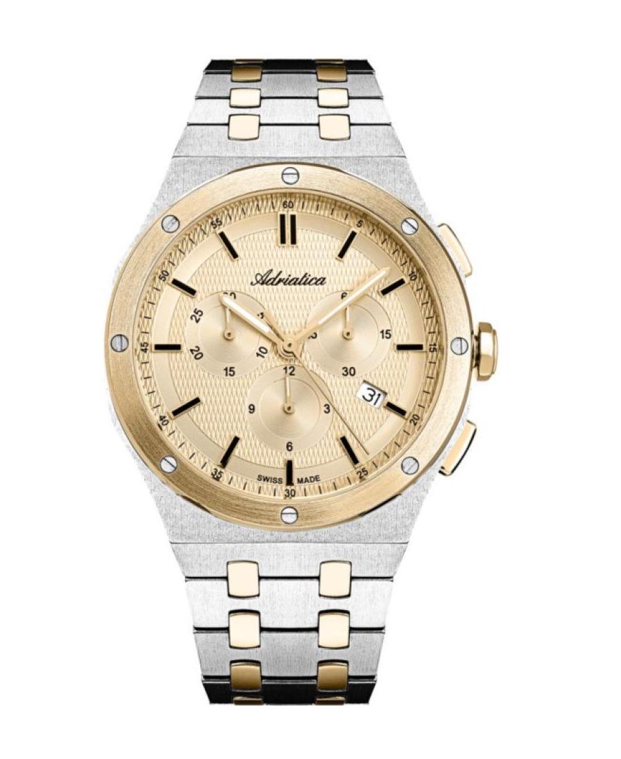 Vyriškas Classic Analog Swiss Kvarcinis Watch Chronograph ADRIATICA Gold color Dial 42mm A8337.2111CH