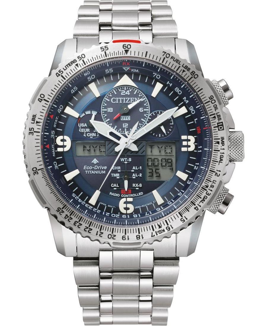 Vyriškas Diver Luxury Japoniškas Elektroninis, Solar Digital Watch Chronograph CITIZEN JY8100-80L Mėlyna Dial 7mm