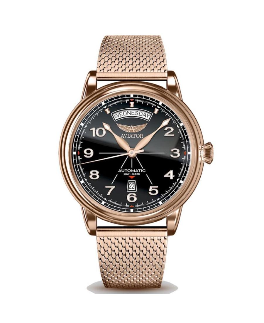 Men Classic Luxury Swiss Automatic Analog Watch AVIATOR V.3.44.2.398.5 Black Dial 45mm