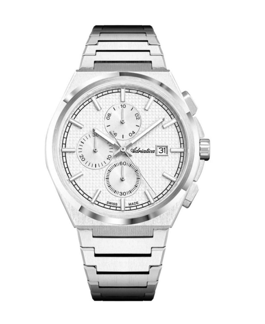 Men Classic Analog Swiss Quartz Watch Chronograph ADRIATICA Silver Dial A8348.5113CH