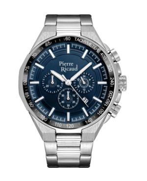 Men Classic Analog Quartz Watch Chronograph PIERRE RICAUD Modrá Dial 49mm P97032.Y115CH