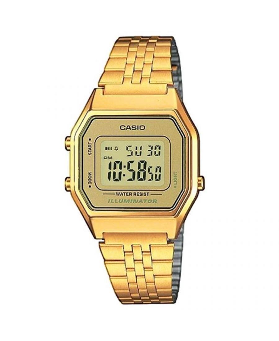 Women Sports Japan Quartz Digital Watch Alarm CASIO LA680WEGA-9ER Golden Dial 33mm