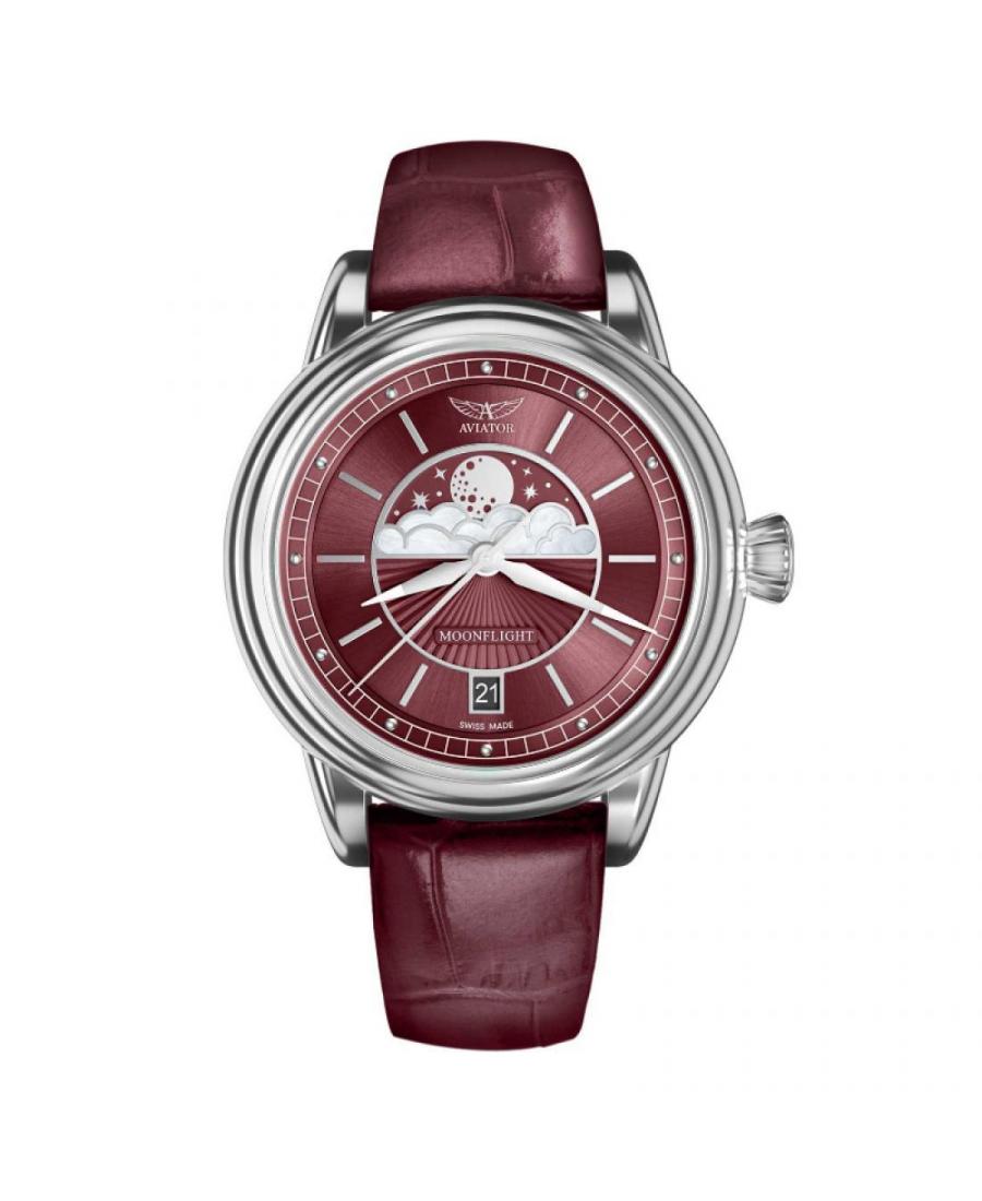 Kobiety Szwajcar klasyczny kwarcowy Zegarek AVIATOR V.1.33.0.264.4 Burgundia Wybierz