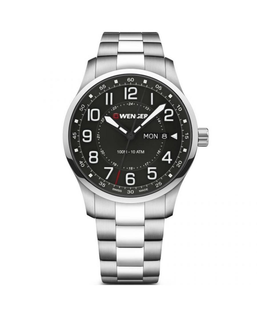 Men Swiss Classic Quartz Watch Wenger 01.1541.128 Black Dial