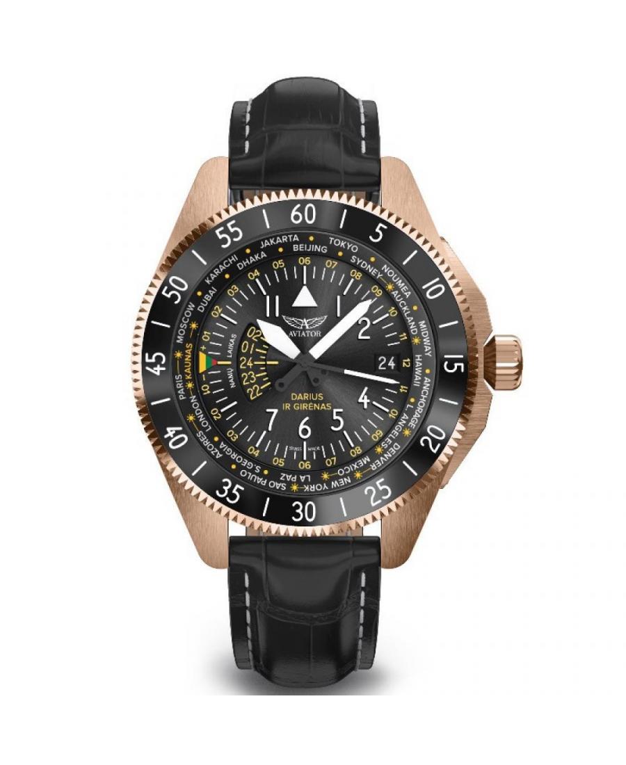 Men Swiss Classic Quartz Watch AVIATOR V.1.37.2.292.4 Black Dial