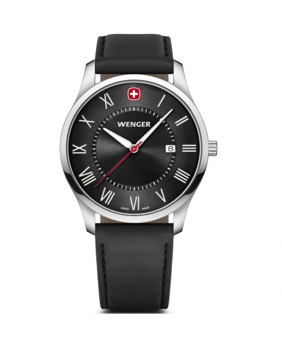 Mężczyźni klasyczny Szwajcar kwarcowy analogowe Zegarek WENGER 01.1441.138 Czarny Dial 42mm